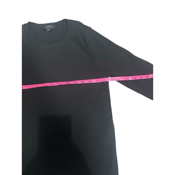 J.CREW Black Ribbed Knit Long Sleeve Crewneck Top M - Picture 5 of 5